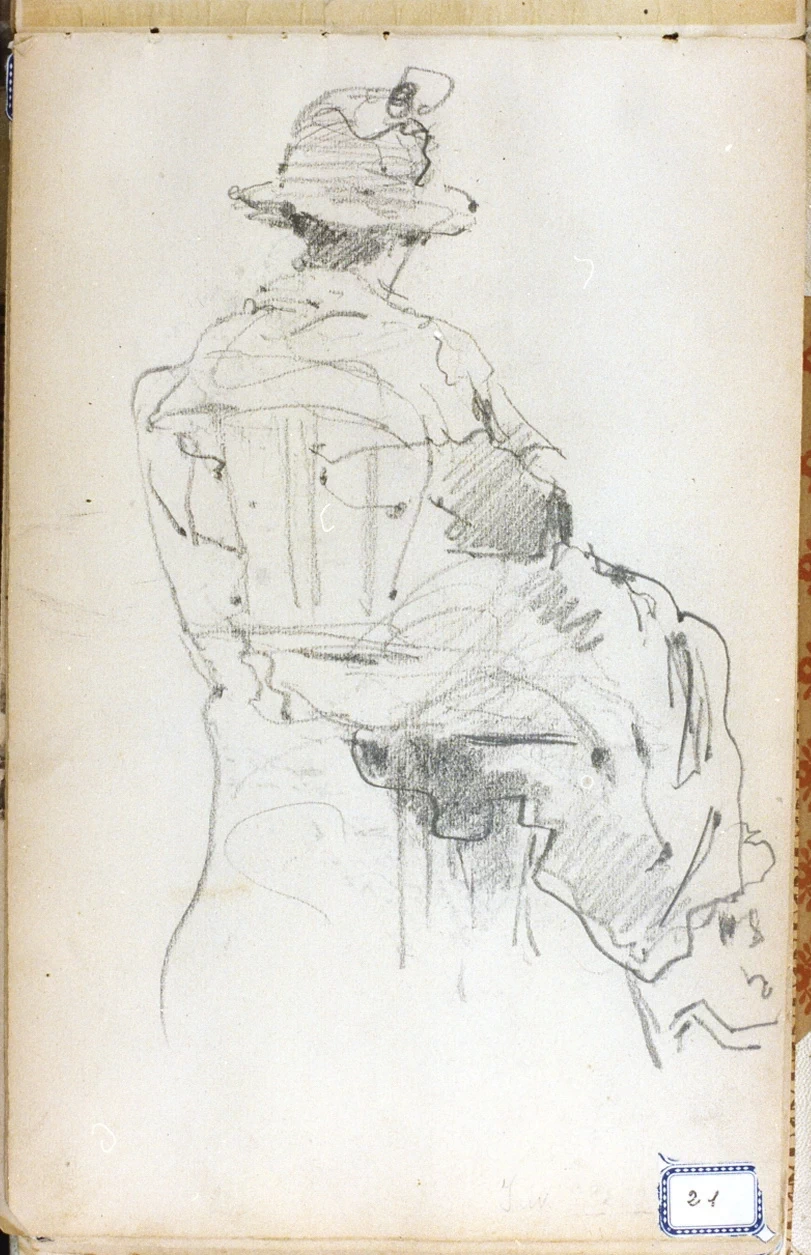 Studio di figura femminile seduta di schiena - Certosa di san Martino, Napoli